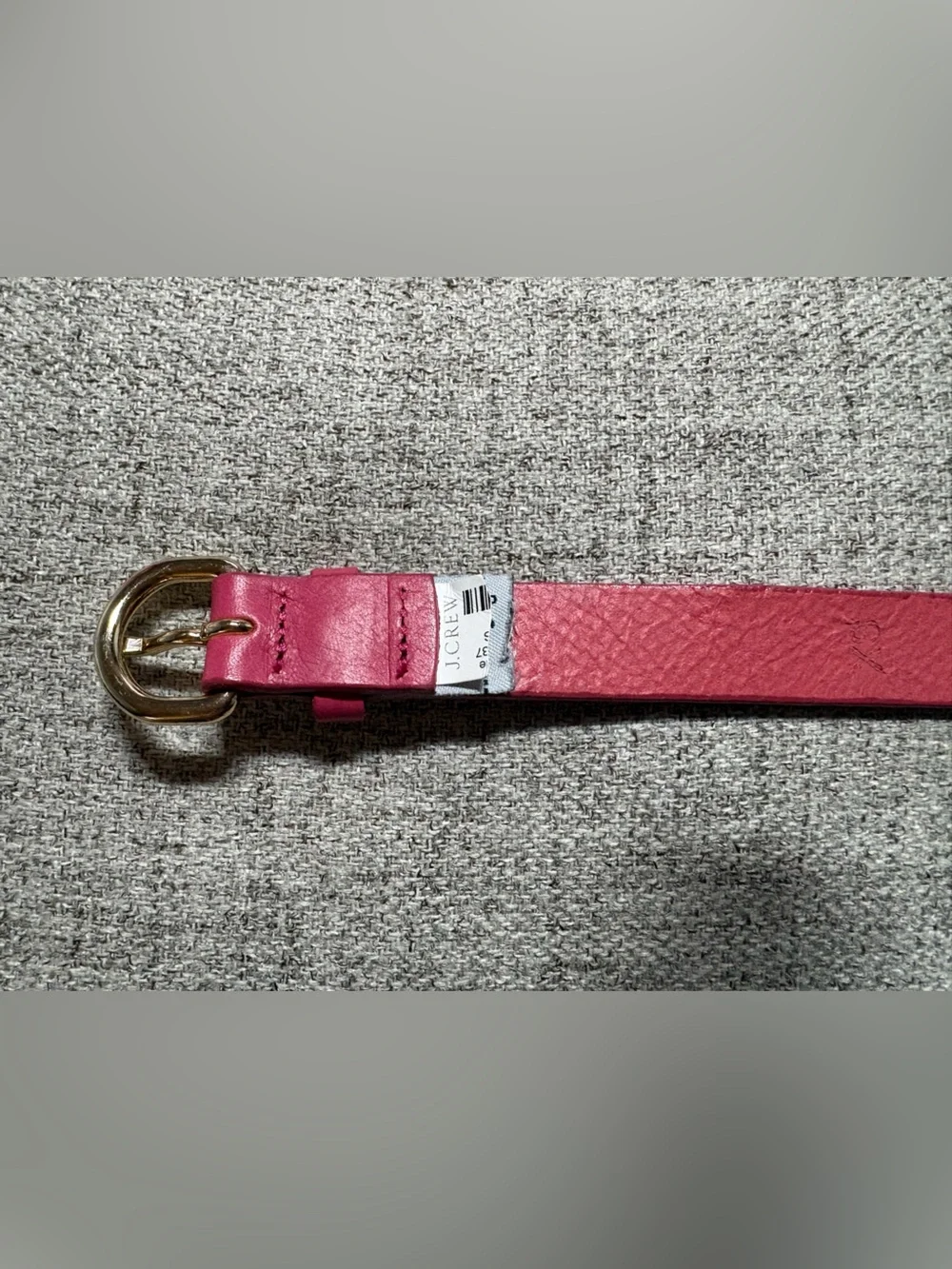 NWOT J Crew Pink Genuine Leather Slim Belt with Gold Buckle - Picture 3 of 5